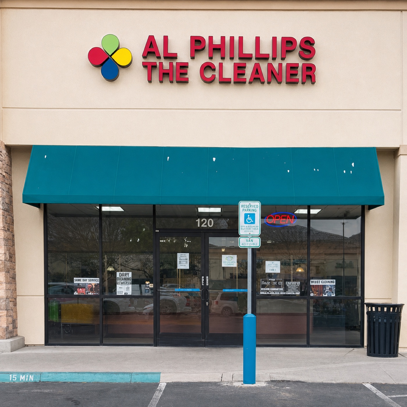 Al Phillips Cleaners storefront at 2900 Bicentennial Parkway, Ste 120